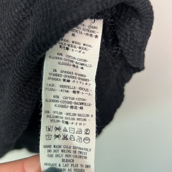 Free People St. James Black Crochet Lace Tee Top - Picture 9 of 13